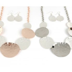 Hammered Style Necklace and Earrings Set